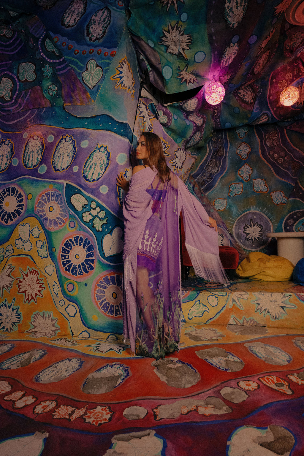 Ramona Flowers Lavender Flowing Robe