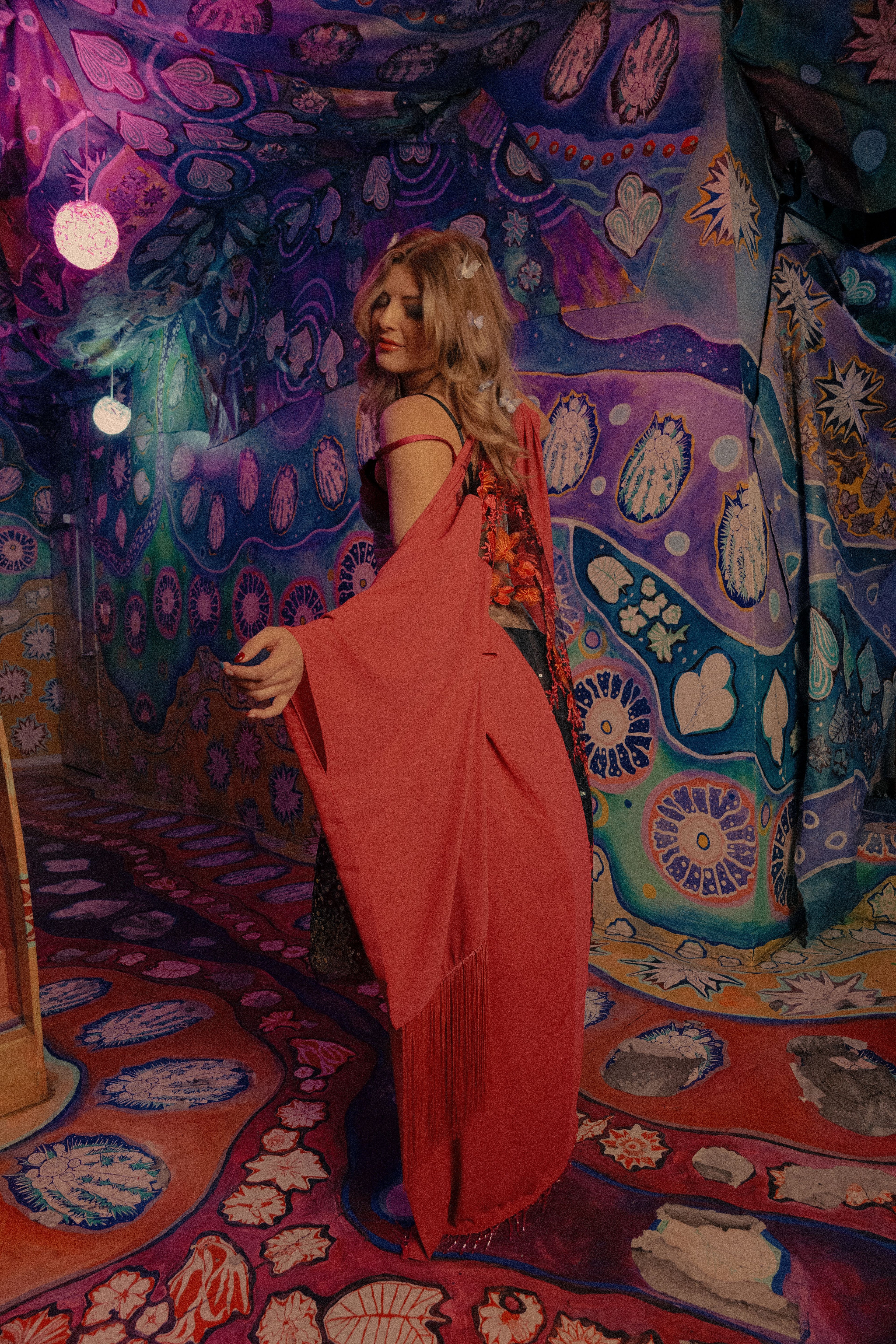 Ramona Flowers Magenta Flowing Robe